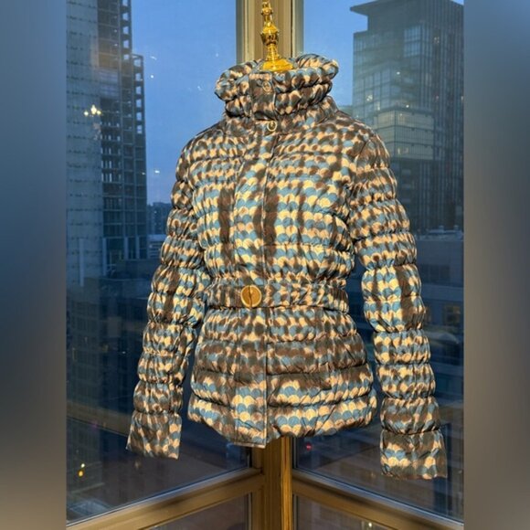 🆕 CAVALLI CLASS 🧿 Blue Spotted Down Filled Puffer Jacket, Sz IT44 US 8 - Picture 3 of 16